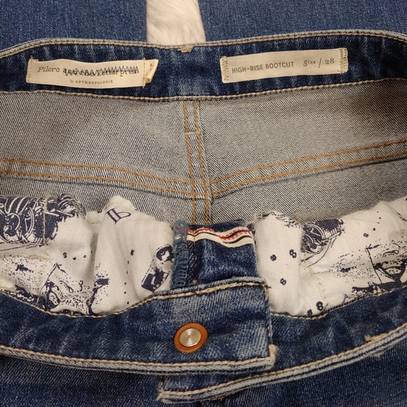 Pilcro Anthropologie high rise Boot cut jeans Retro Flared Buttons Hem size 28 - Picture 4 of 14